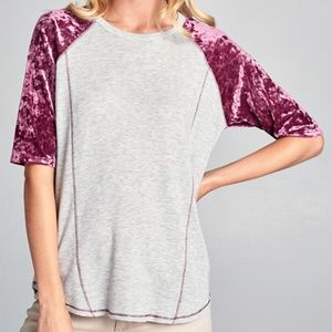 Velvet Sleeve Baseball Tee
